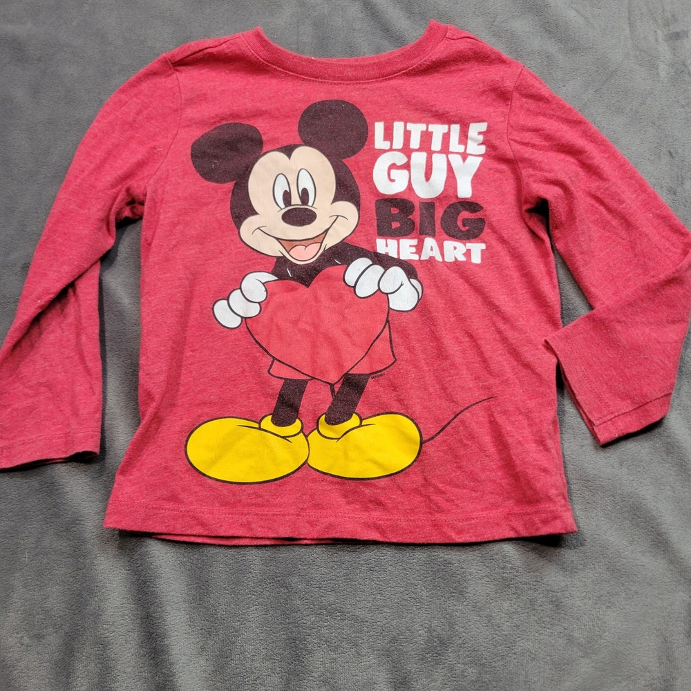 Old Navy Disney Mickey Mouse Little Guy Big Heart Red Long Sleeve Shirt 2T